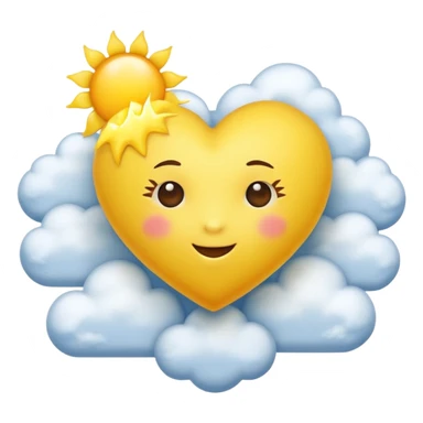 yellow heart with a sun and clouds sticker