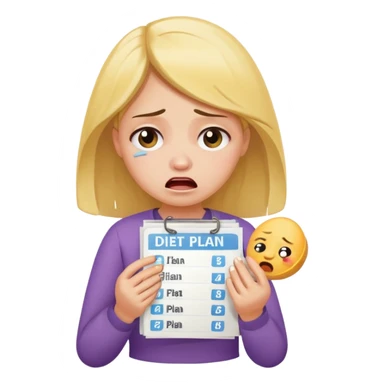 Girl crying over diet sticker