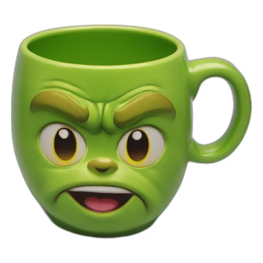 Grinch face shaped mug yellow eyes sticker