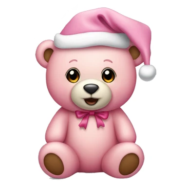 Pink Christmas teddy bear sticker