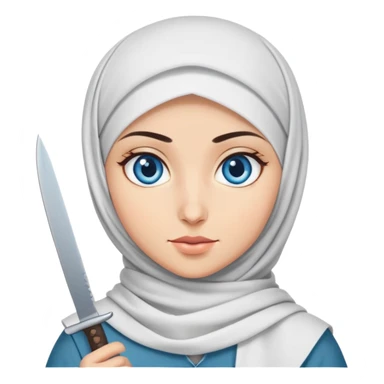 Turkish beautiful finish Konya girl blue eyes with hijab and with a knife  sticker