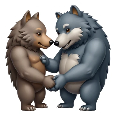 Wolf and Bear shake hands sticker