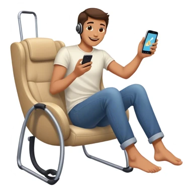 Happy face watching phone with their feet swing in the background  sticker