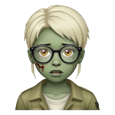 zumbi girl with tomboy hair and glasses sticker