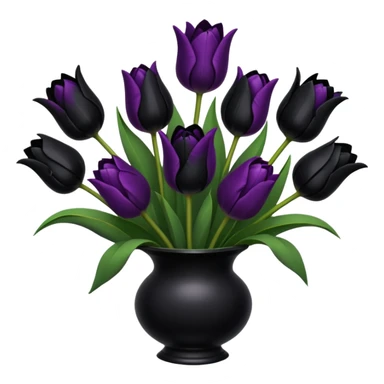 goth tulip bouquet with black tulips and gothic arch background sticker