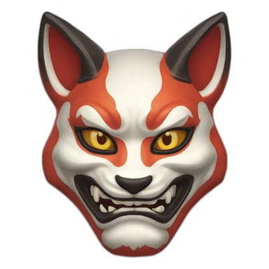 oni kitsune japanese mask sticker