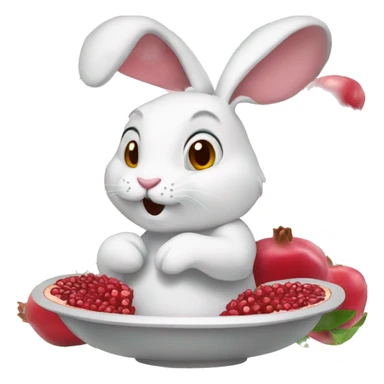 white rabbit eating pomegranate sticker