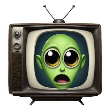 a realistic alien on a vintage TV screen sticker