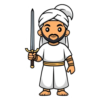 ancient Arab man with a sword on his shoulder sticker