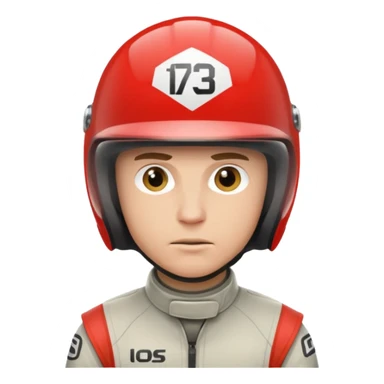 white male racer wearing helmet sticker