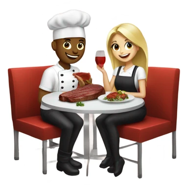 20 year old Blonde couple eating steak girl with long hair in chef outfit  sticker