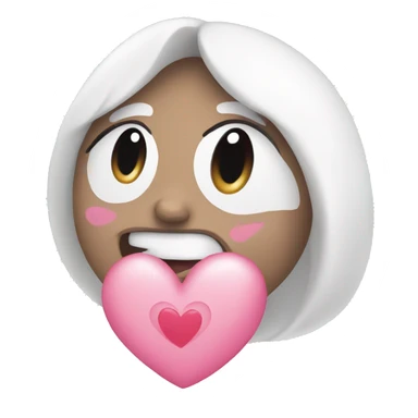 Cute emoji with heart pink and white sticker