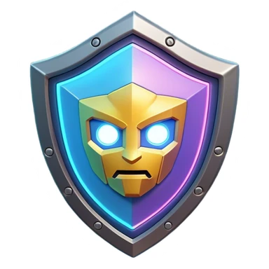 Clash of Clans aesthetic: Cinematic Playful 3D Isometric Energy Shield Emoji, rendered in a 3D vector-style similar to standard emojis with minimal shading and bold, simplified shapes. A compact, distinct form with signature details, softly glowing with a futuristic sci-fi warfare charm. Simplified yet unmistakably iconic, highly detailed and consistent, glowing with a soft radiance and high shine. Stylized with a touch of high-tech brilliance and a soft glowing outline, capturing the essence of a beloved gaming relic with a friendly, playful manner! sticker