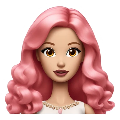 Glam barbie with brown eyes, pink plumped lips, red hair and pale skin sticker