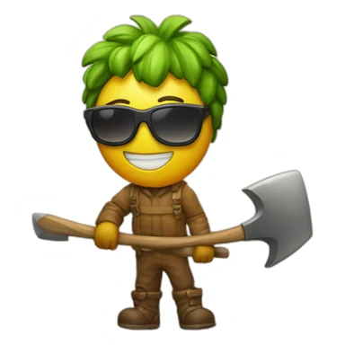 henryanand with a pickaxe with sunglass sticker