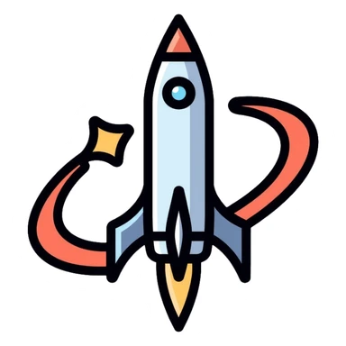 space agency logo with rocket and orbit symbol sticker