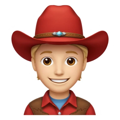 Her skull is red and she wears a cowboy hat sticker