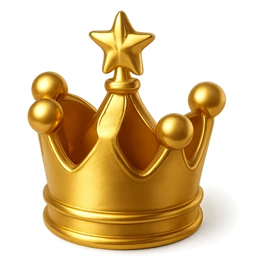 royal crown with a small star on top, playful and celebratory, thick black outline, simple colors, made for YouTube channel emoji visibility sticker
