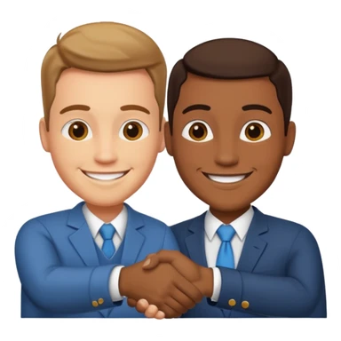 two men smiling and shaking hands sticker