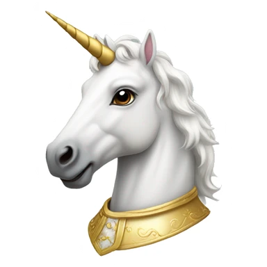White unicorn with a gilded collar sticker