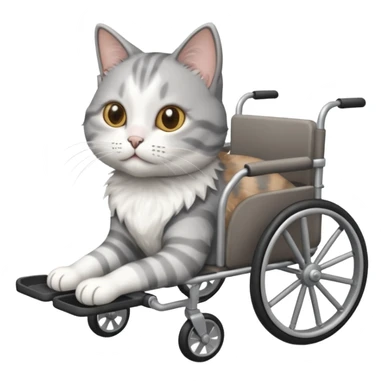grey and white cat in a pet wheelchair sticker
