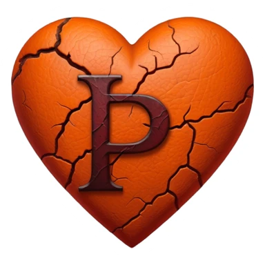 Can you make a dark orange heart with a dark red letter in the middle in a gothic style, the letter is P sticker
