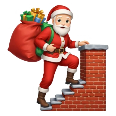 Santa Claus is carrying a bag of presents and climbing down the chimney. sticker