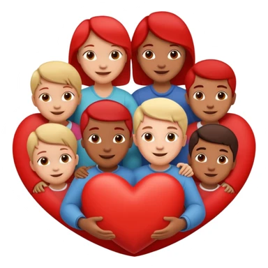 big heart with several small child figures inside sticker