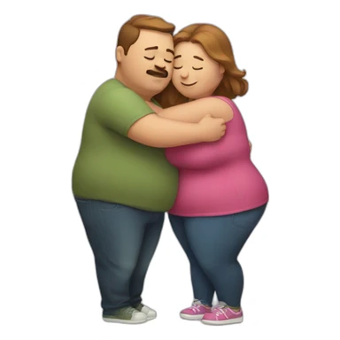 overweight couple hugging sticker