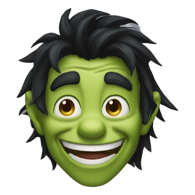 goblin dark long dark hair goofy smile sticker