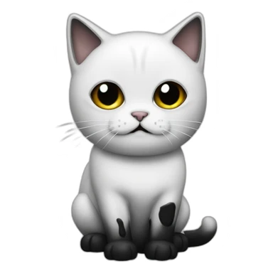dirty white cat covered in black liquid sticker