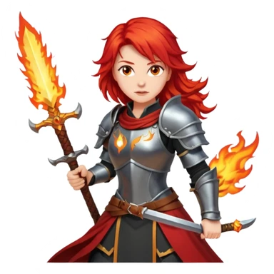 woman fire armored warrior sticker