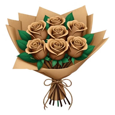 boquet of black n more brown roses in a paper package sticker