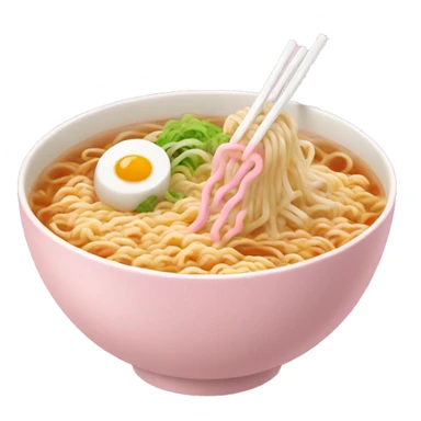 Ramen in a light pink bowl sticker