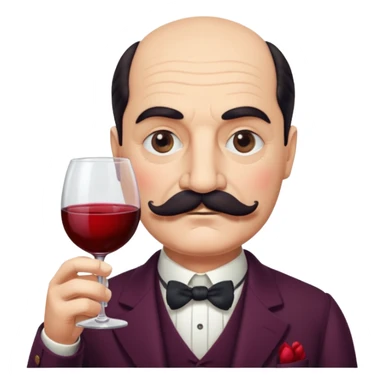 Hercule Poirot with a glass of wine sticker