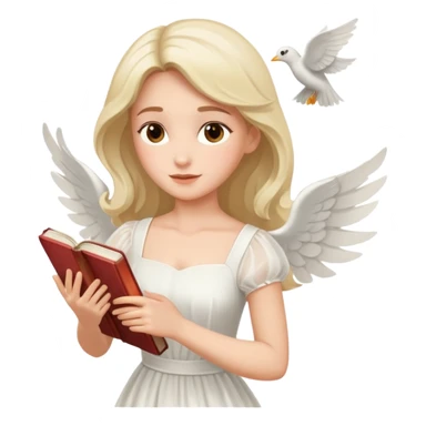 Dreamy, kind, empathetic — like they’re not fully grounded. woman flyingwith a book sticker