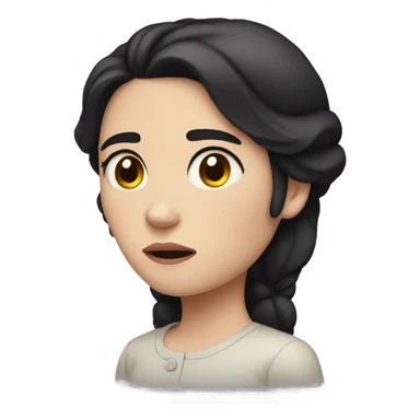 Pale woman black hair is frowning and heart broken sticker