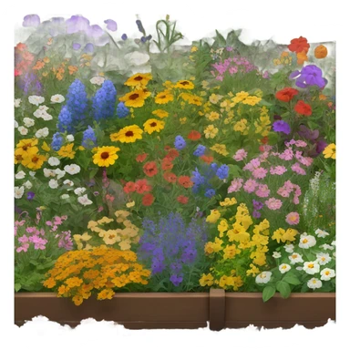 raised garden bed with wildflowers sticker