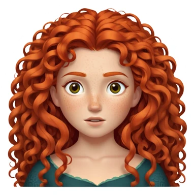 Merida from Brave with extremely long wild curly red hair and lots of freckles covering her face sticker