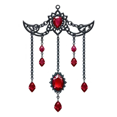 Epic Hanging suncatcher, chains with shiny sparkly with ruby-gemstones and obsidian-gemstones,  sticker