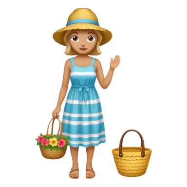full body woman with straw hat sticker