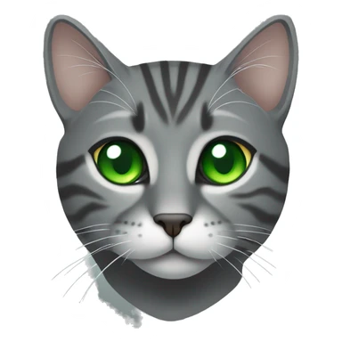 Dark grey tabby cat with slanted Green eyes sticker
