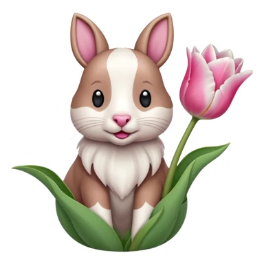 Un 🐑 lindo teniendo un tulipán rosa sticker