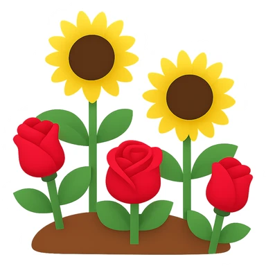 Create the same flower bed in apple emoji style but with fewer flowers. Keep the style consistent with apple emojis and maintain a transparent background. sticker