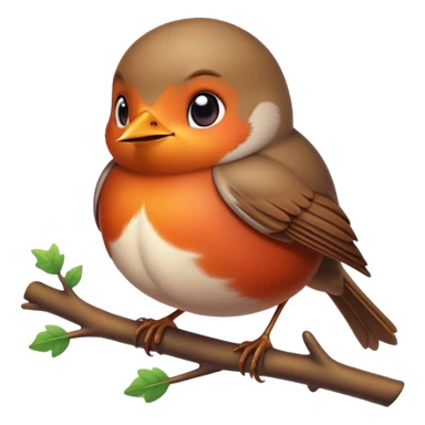 Cinematic Cute Robin Portrait Emoji, Head tilted playfully and inquisitively, featuring a charming, petite form with a vibrant red breast, round, sparkling eyes full of gentle mischief, and a delicate, beak-like smile, Simplified yet irresistibly adorable features, highly detailed, glowing with a warm, inviting glow, high shine, affectionate and lively, stylized with a touch of whimsical woodland charm, soft glowing outline, capturing the essence of a mischievous yet endearing robin that seems as if it could sing out of the screen into your heart! sticker