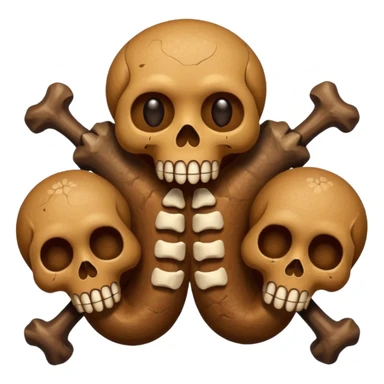poop emoji with bones and 3 skulls sticker