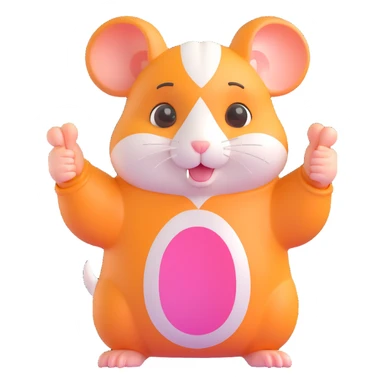 cute cartoon hamster with a visible hand showing thumbs down sticker