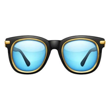 black glasses with + diamond and golden sticker