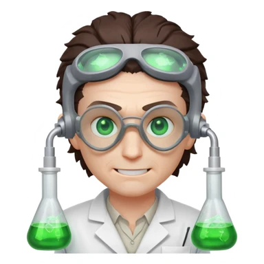 mutant scientist portrait, head and shoulders only, exposed glowing brain, broken goggles, evil smile, mad lab vibe, 3D cartoon, mobile game icon style, clean background, no text, no watermark

 sticker