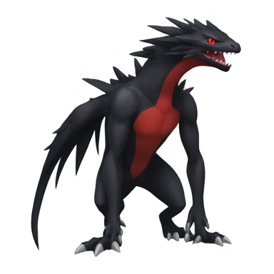 cool edgy black and red Dark-type nargacuga Pokémon full body sticker